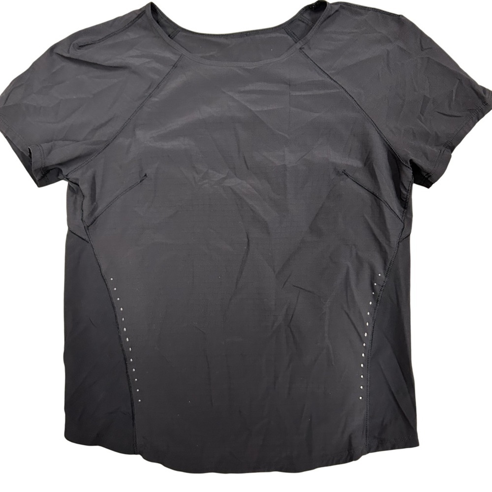 Lululemon Womens Black Lightweight Running Shirt Top Short Sleeve EUC